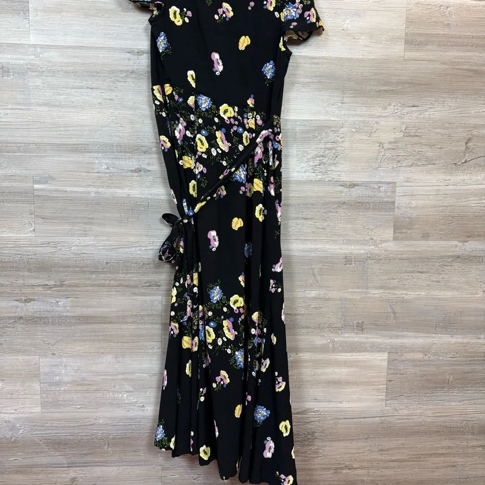 Free People Boho Floral Wrap Maxi Dress | Tulip Sleeves | XS